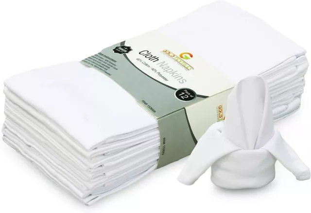 Kitchen Cloth Table Napkins Set 18x18 Cotton Blend Bulk Pack of 12, 60, 120, 288