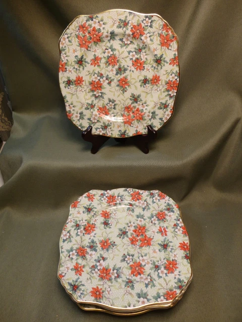 6 Royal Winton Grimwades Christmas Chintz Salad Plate 8 1/4"