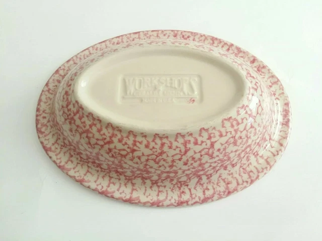 Gerald E Henn Spongeware Red Pink Serving Dish Oval Bowl 3