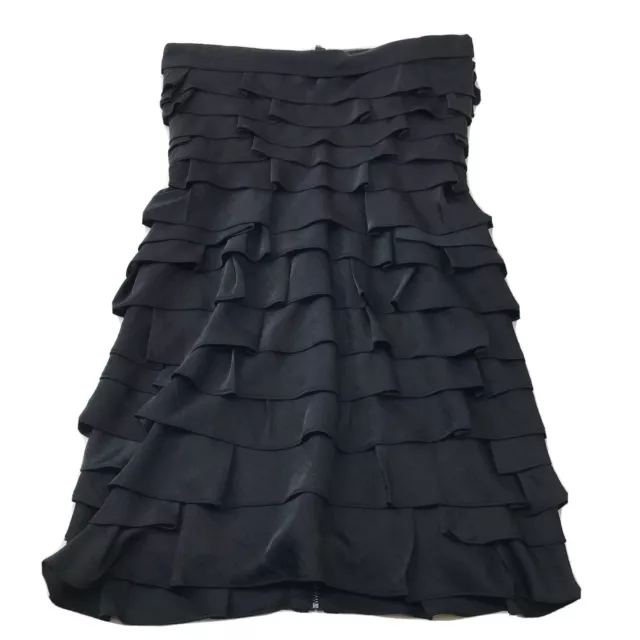 BCBG Maxazria Cocktail Black Dress Womans Size 4 Strapless Ruffle