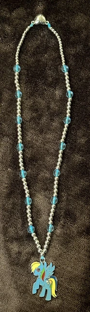 My Little Pony Rainbow Dash Charm Beaded Necklace W/ Magnetic Heart Closure
