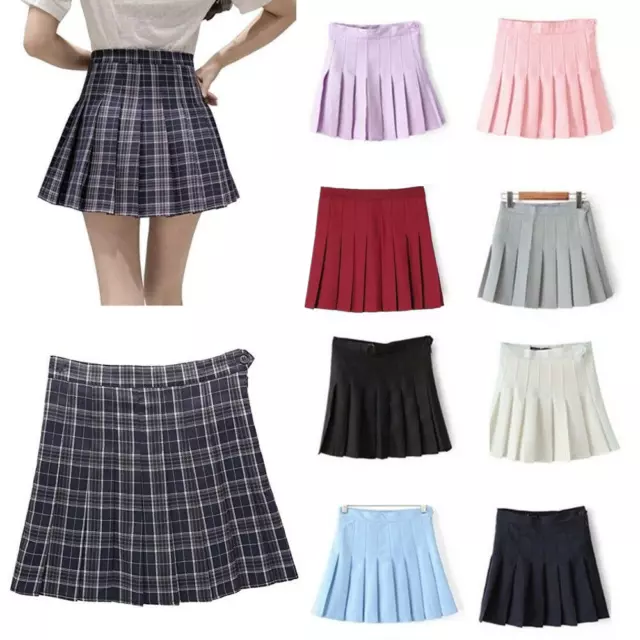 Girls School Uniform Skater Skirt Kids High Waist Pleated Skirt Tennis for Women 3