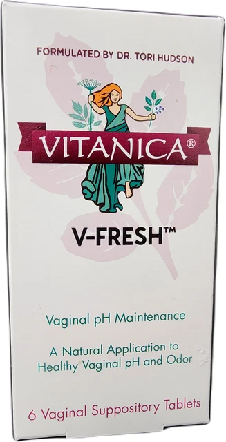 Vitanica, V-Fresh, soporte de pH vaginal natural, 6 supositorios