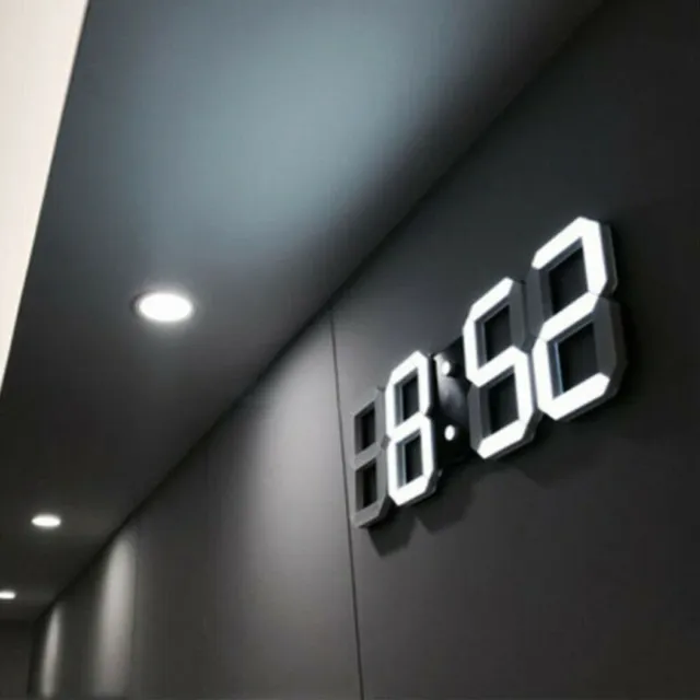 3D Moderno Digitale Parete LED Orologio 24/12 Ora Display Timer Allarme / Casa /