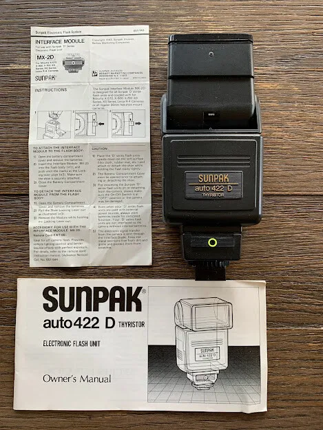 Sunpak Auto 422D Electronic Flash MX-2D Module Hot Shoe Mount For Minolta Camera