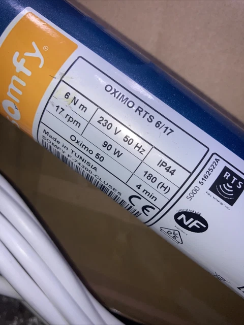 Somfy Oximo 50 RTS 6/17 Moteur de Volet Roulant Jamais Utilisé