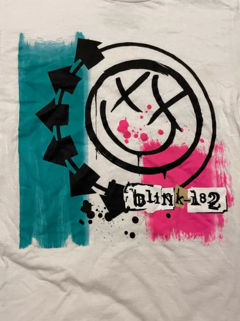 BLINK 182 T-Shirt Smiley Face Logo White Tee Authentic Size S