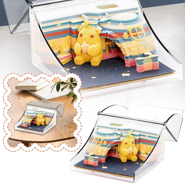 BLOCK 3D NOTEPAD 3D Art Calendar 2024 Panda Memo Pad Kawaii 3D Sticky