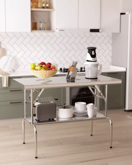 Stainless Steel Folding Commercial Kitchen Prep Work Table 48 x 24 Inch