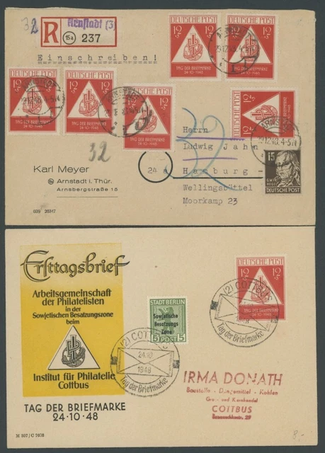 Slg., LOTS 1948/9, 11 meist verschiedene Belege, meist Pracht