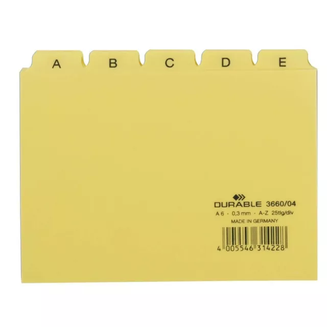 DURABLE Karteikartenregister A-Z gelb DIN A6 quer 25-teilig