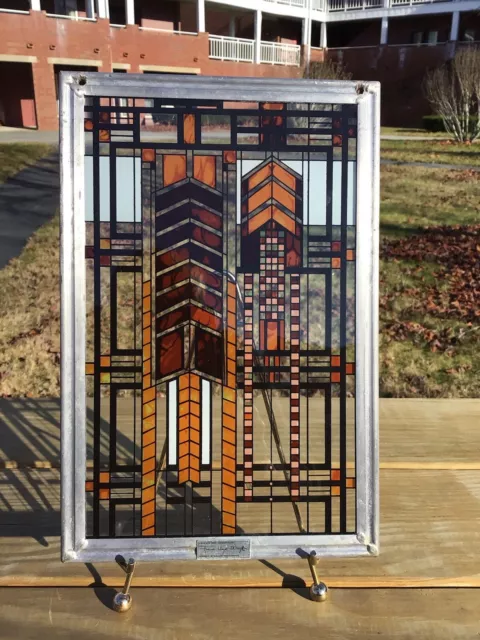 FRANK LLOYD WRIGHT  Foundation LARGE 7.5"X11.5" Stained Glass Panel AUTUMN SUMAC