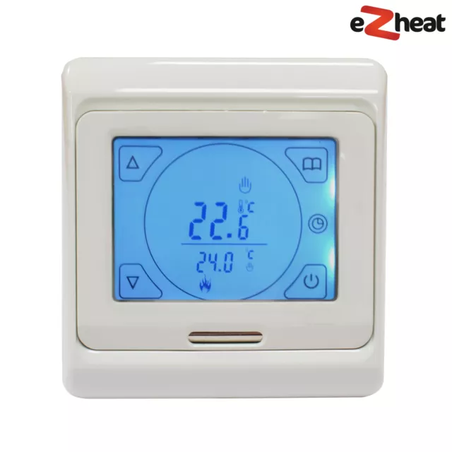 White Touchscreen Programmable Thermostat for Underfloor Heating