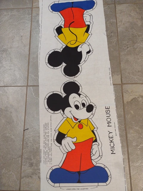Vintage Disney Mickey Mouse Ameritex Fabric Panel Cut & Sew Pillow 