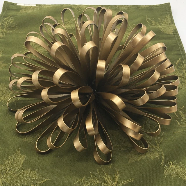 Metal Bow Decor Gold 3D Hanging Centerpiece MCM Present Party Holiday Xmas Wall