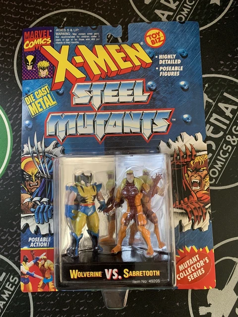 Marvel X-Men Steel Mutants Wolverine VS Sabretooth Diecast Figures 1994 ToyBiz