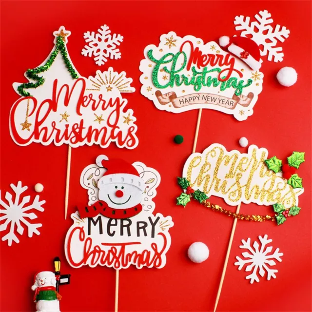 Ornament Party Layout Baking Decor Christmas Cake Topper Xmas Cupcake Toppers