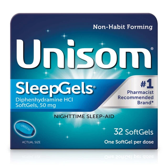 Geles blandos Unisom SleepGels, ayuda para dormir, difenhidramina HCI, 32 unidades