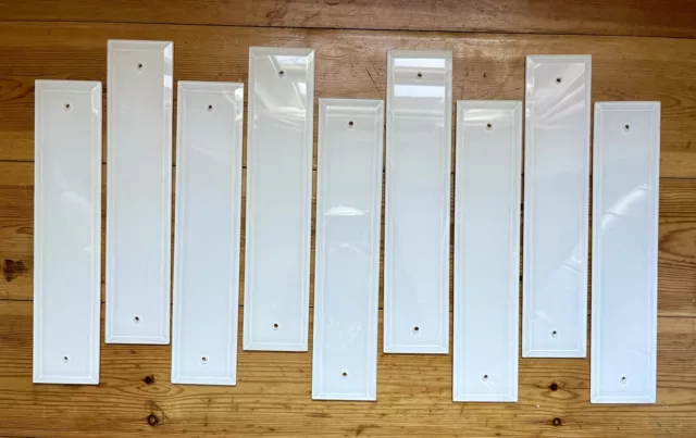 9x Door Finger Plates Bevelled White Glass Art Deco Metro Tile Large 14” Job Lot