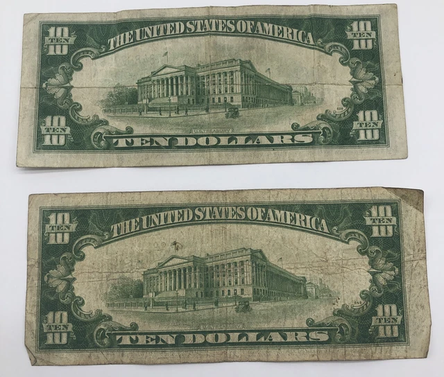 1934 A & 1934  $10 Ten Dollar Silver Certificate Note Blue Seal 2