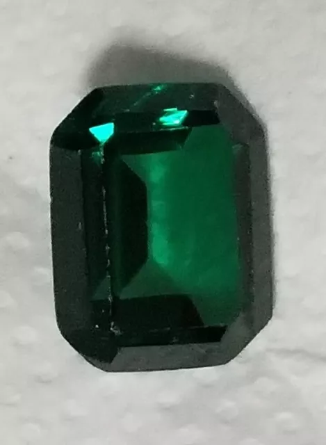 1.5 ct Emerald Cut Emerald New Vintage Genuine Corundum Swiss Made 8 x 6 mm