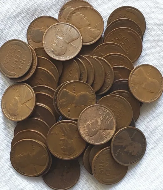 Lincoln Wheat Pennies Cents Roll 1909-1919 Mixed Mints PDS and Dates 50 Per Roll