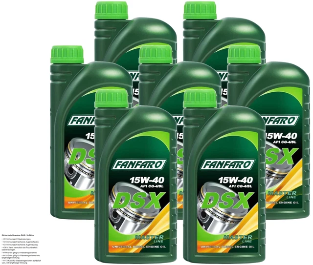 7X 1 LITRE FANFARO Dsx 15W-40 huile moteur L'Huile De Voiture Api CG-4 ...