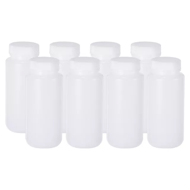 8 Pcs 500ml Reagent Bottles, HDPE Wide Mouth Round Bottles Translucent White