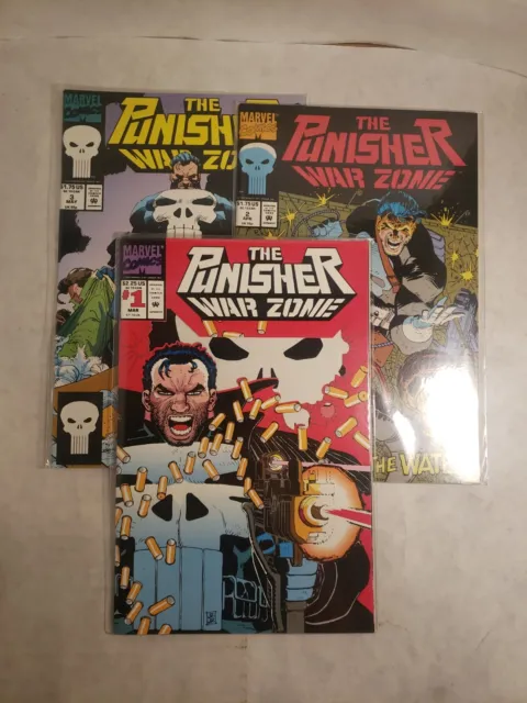 3 Comic Book lot - Marvel Punisher War Zone 1, 2 , 3  All VF/NM