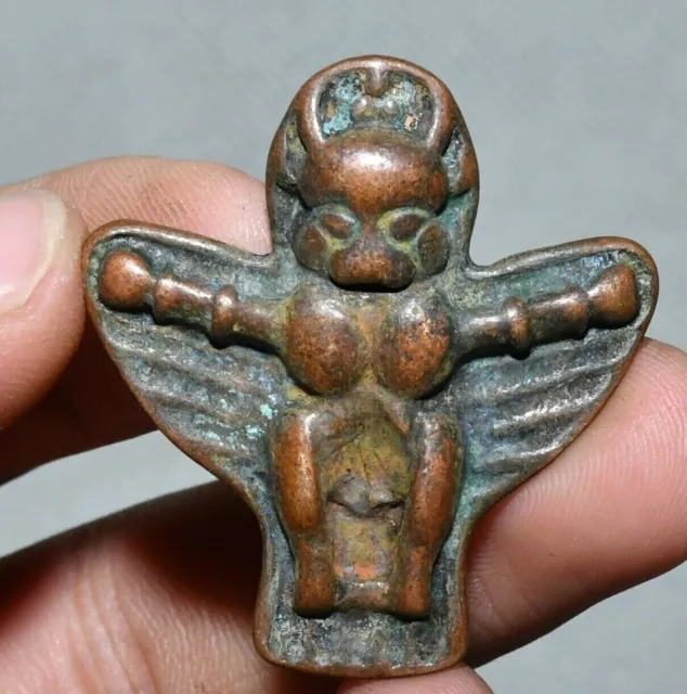 4CM Alte Tibet Bronze Redpoll Geflügelt Garuda Vogel Adler Buddha Amulett