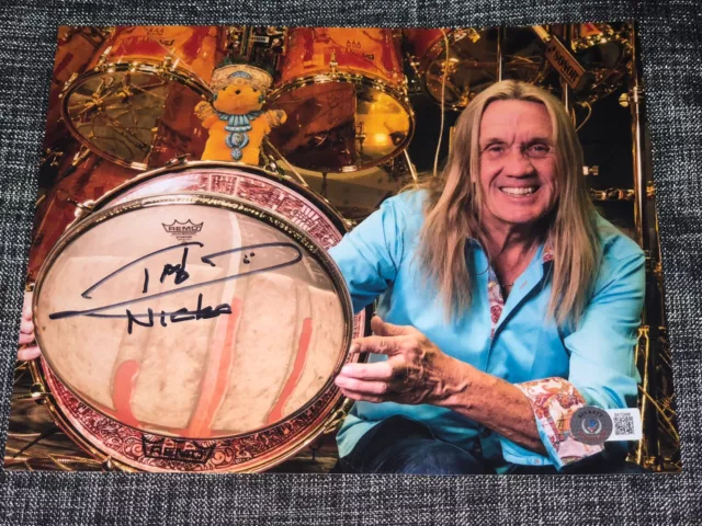 Nicko Mcbrain Signed Autograph 8X10 Photo Iron Maiden Drummer Beckett Bas Coa