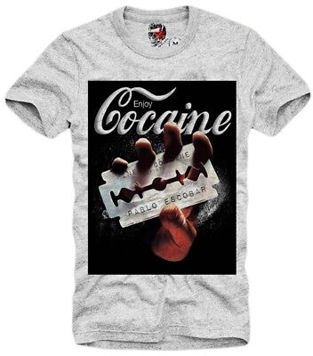 E1Syndicate T Shirt "Enjoy Cocaine" Pablo Escobar Finest Blow Razor Blade 5601