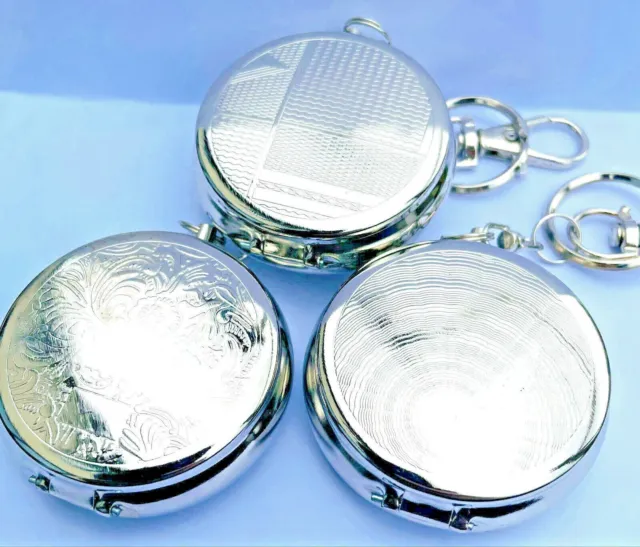 1 x Pocket Ashtray Keyring RANDOM DESIGN METAL ROUND ASHTRAYS Portable Travel UK