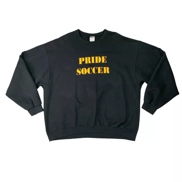 Vintage Pride Soccer Sweatshirt Mens 2XL XXL Black Long Sleeve Pullover Crew Y2K