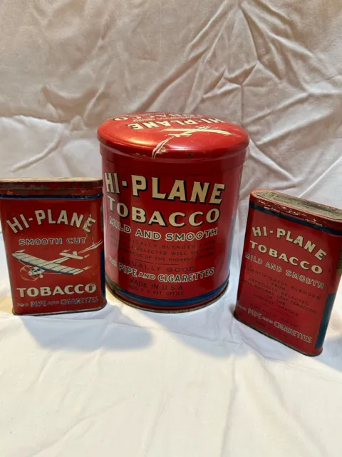 Very Rare Hi-Plane Tobacco Tin Set - Comes with Two Vertical Tins + One Round