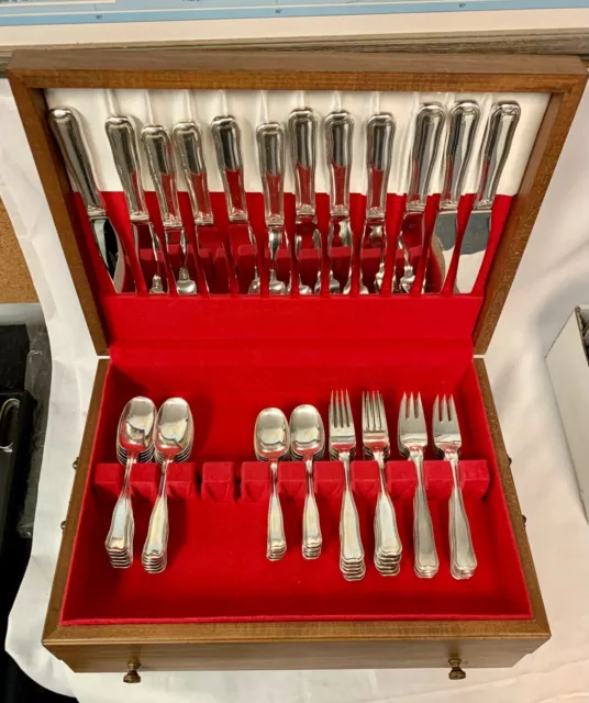 Genuine Old Danish by Georg Jensen 72 Pc. Sterling Silver Flatware Set in Box