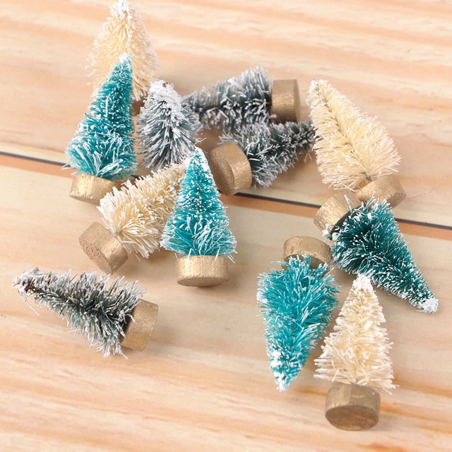 12 pz Legni Mini Alberi Artificiali Mini Pneumatici da Neve Albero