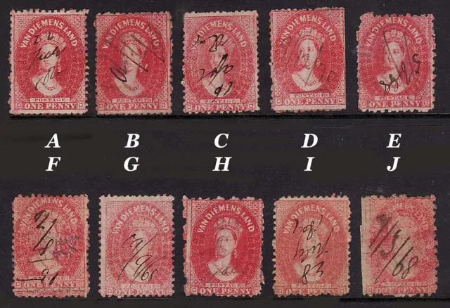 Tasmania 1d Red Queen Victoria 1860's Chalon Head. Choose from 8   FREE POST •