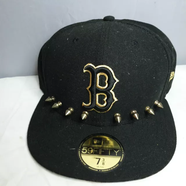 59fifty New Era Men's  Hat MLB Boston Red Sox Black Studs  Fitted Cap 7 3/8