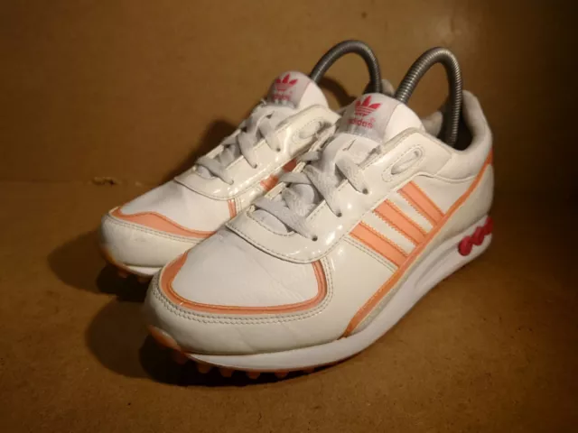 ORIGINAL ADIDAS LA Trainer II White Pink Trainers G64175 VGC Uk