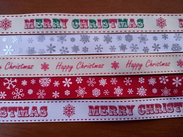 10 metres 16mm CHRISTMAS RIBBON BUNDLES 5 x 2M GIFT WRAPPING CRAFTS lot 301