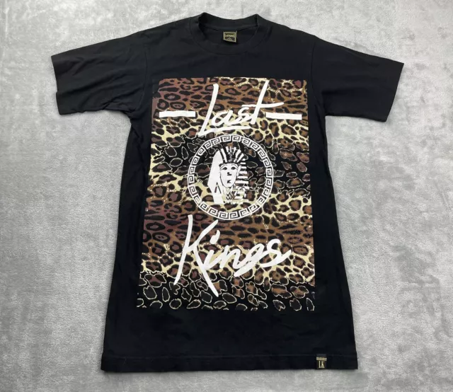 Last Kings Black Short Sleeve T Shirt Graphic Tee Egyptian Leopard Print S Long
