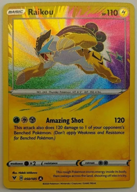AMAZING RARE Raikou HOLO FOIL Pokemon Shield Sword Vivid Voltage 050/185 - NM