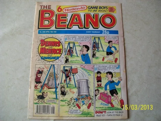 THE BEANO COMIC No. 2596 APRIL 18TH 1992 D.C.THOMSON & CO