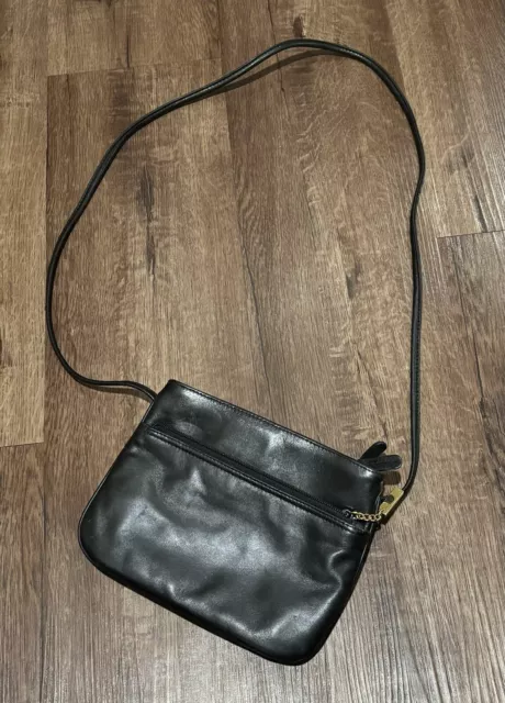 GIANI BERNINI BLACK Leather Crossbody Handbag Shoulder Black $15.00 ...