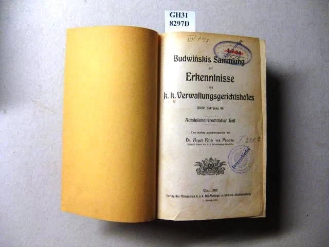 Budwinskis Sammlung der Erkenntnisse des. k. k. Verwaltungsgerichtshofes. Admini