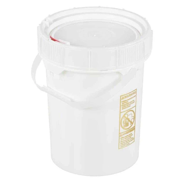 5 Gal. White Plastic Screw Top Pail With Lid | Color Volume Vestil Cap Gallon