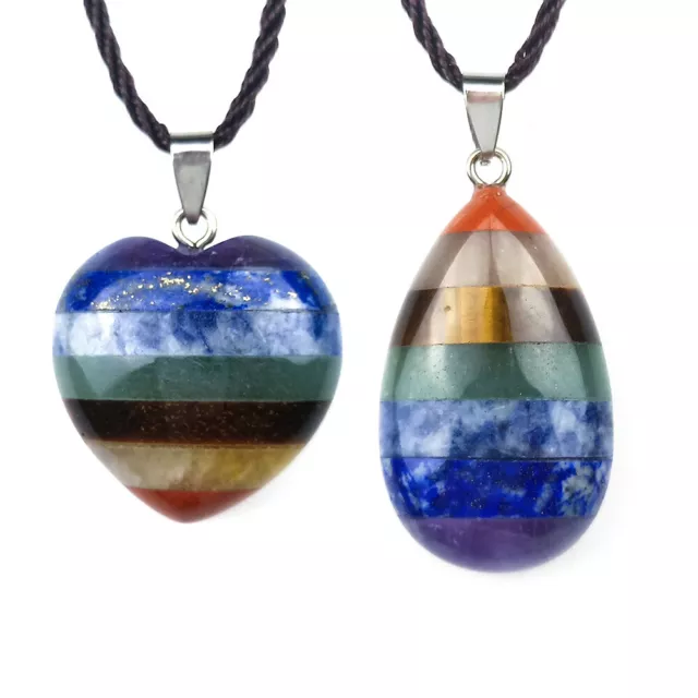 7 Chakra Natural Stone Pendant Necklace Healing Gemstone Crystal Energy Necklace