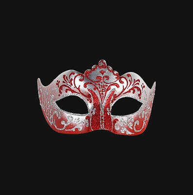 Mask from Venice Colombine Silver And Red Authentic Carnival Venetian 431