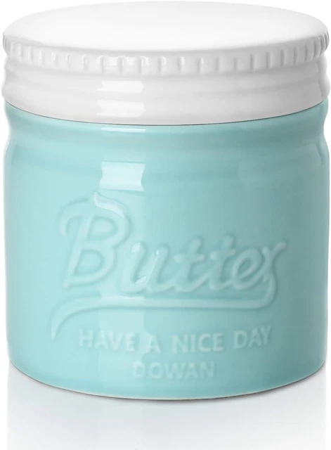 Französische Butterdose Keramik - Butterglocke Mit Buttermesser In Blau